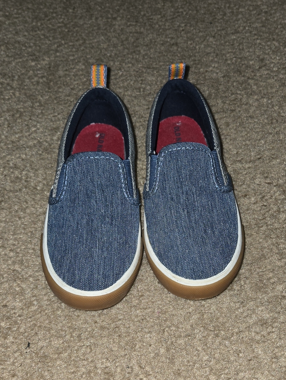 Old Navy Kids Denim-Look Slip-On Sneakers with Tan Sole